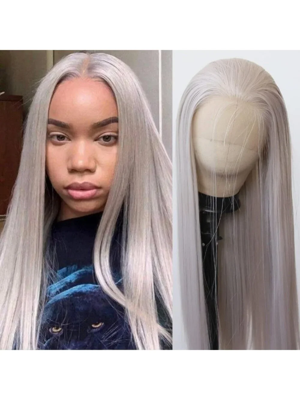 Long Ash Blonde Lace Front Wig - Straight, Pre-Plucked, Heat Resistant, Natural